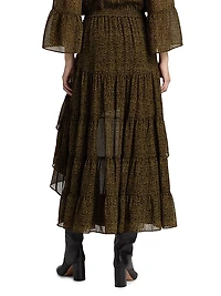 Paisley High-Low Maxi Skirt