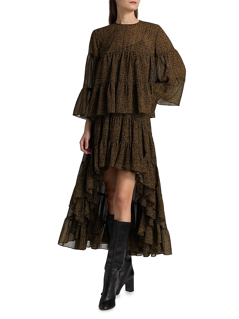 Paisley High-Low Maxi Skirt