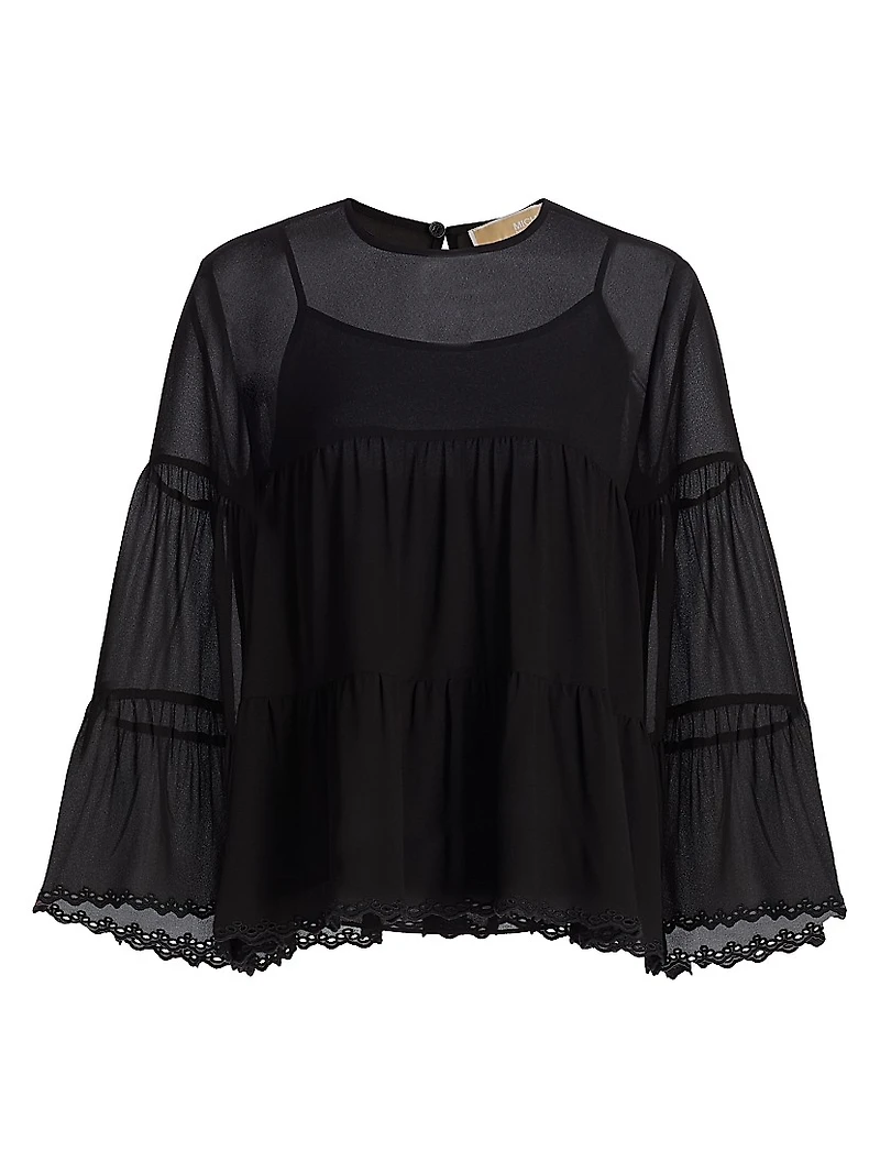 Tiered Semi Sheer Blouse