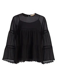 Tiered Semi Sheer Blouse