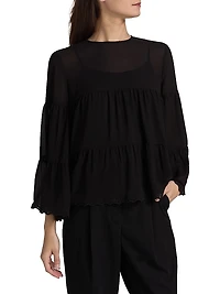 Tiered Semi Sheer Blouse