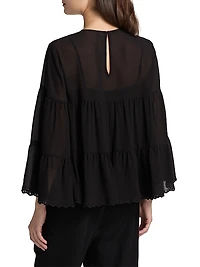 Tiered Semi Sheer Blouse