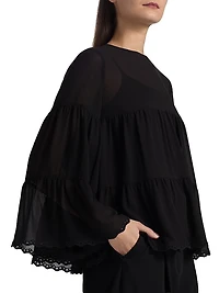 Tiered Semi Sheer Blouse