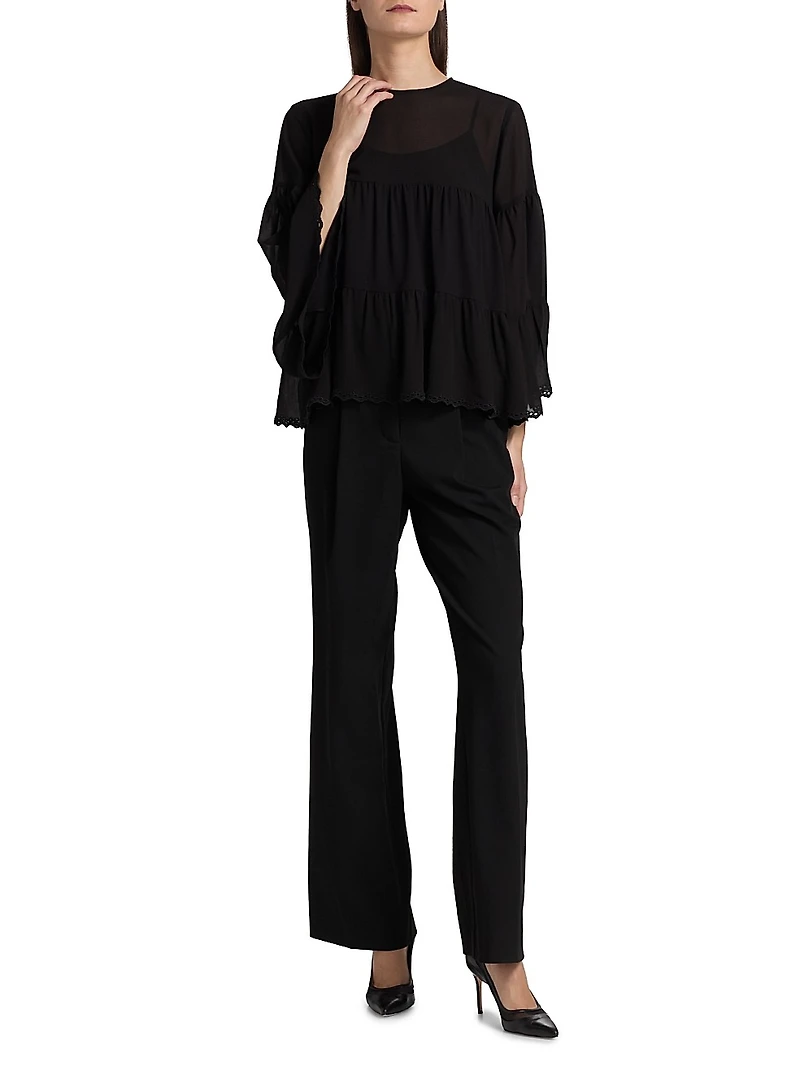 Tiered Semi Sheer Blouse