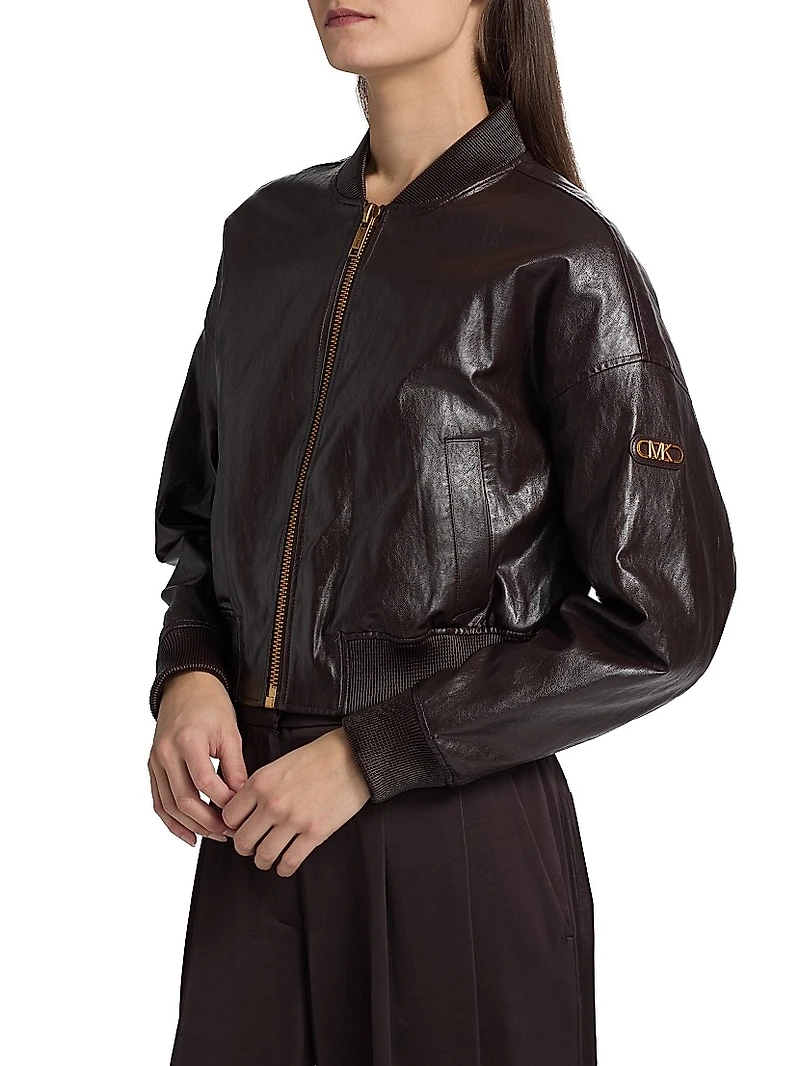 Faux Leather Crop Jacket