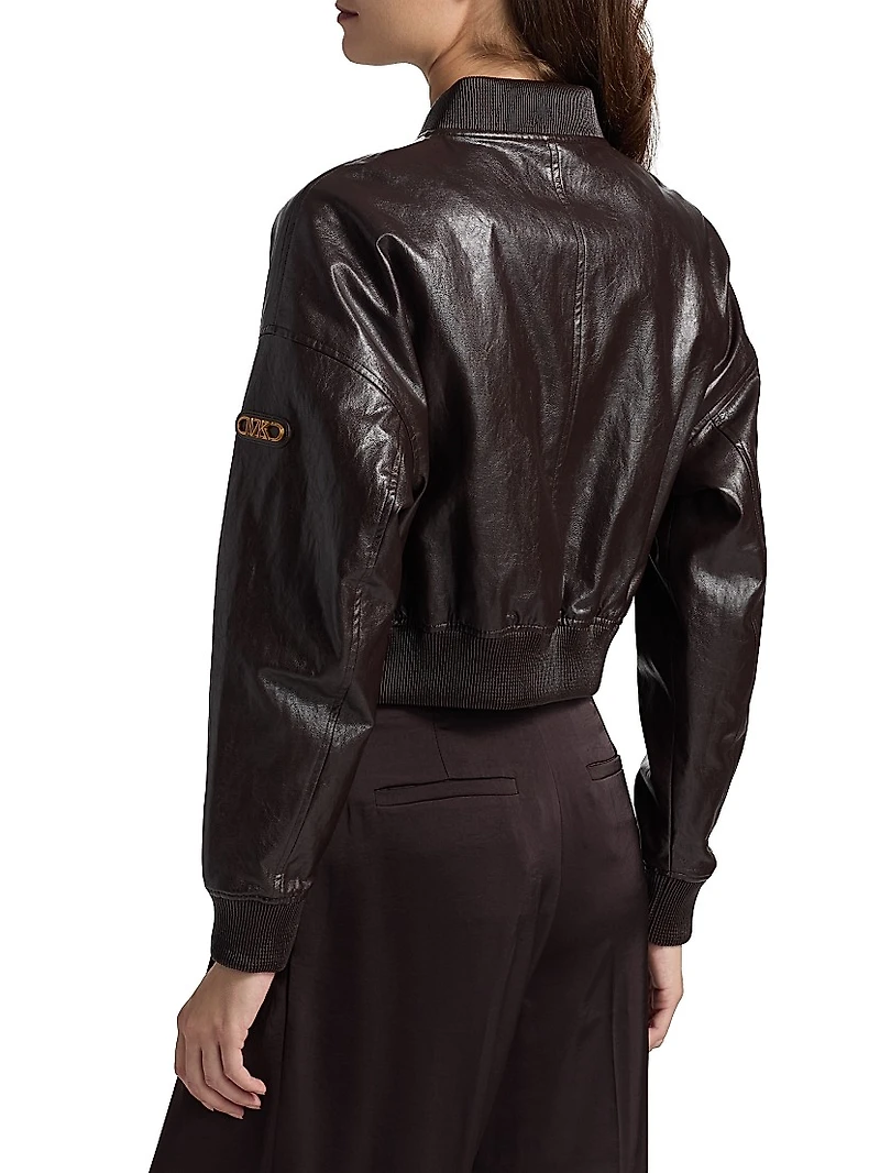 Faux Leather Crop Jacket