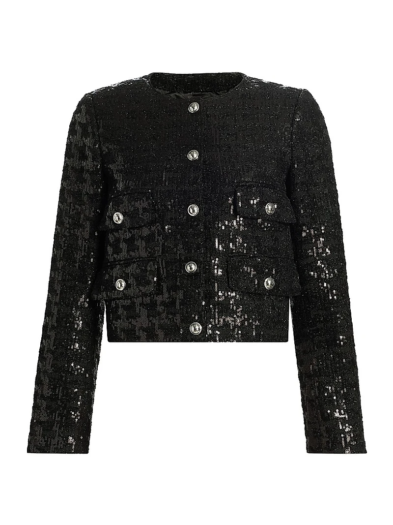 Sequin Tweed Crop Jacket