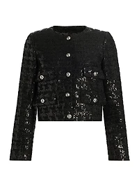 Sequin Tweed Crop Jacket