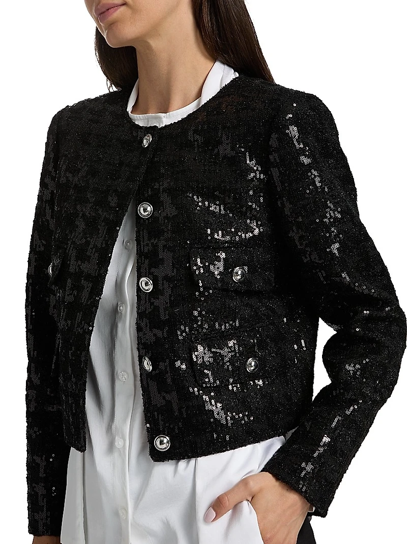 Sequin Tweed Crop Jacket