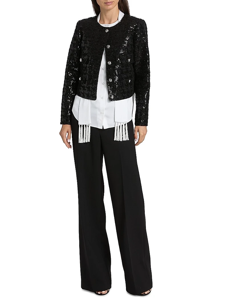 Sequin Tweed Crop Jacket