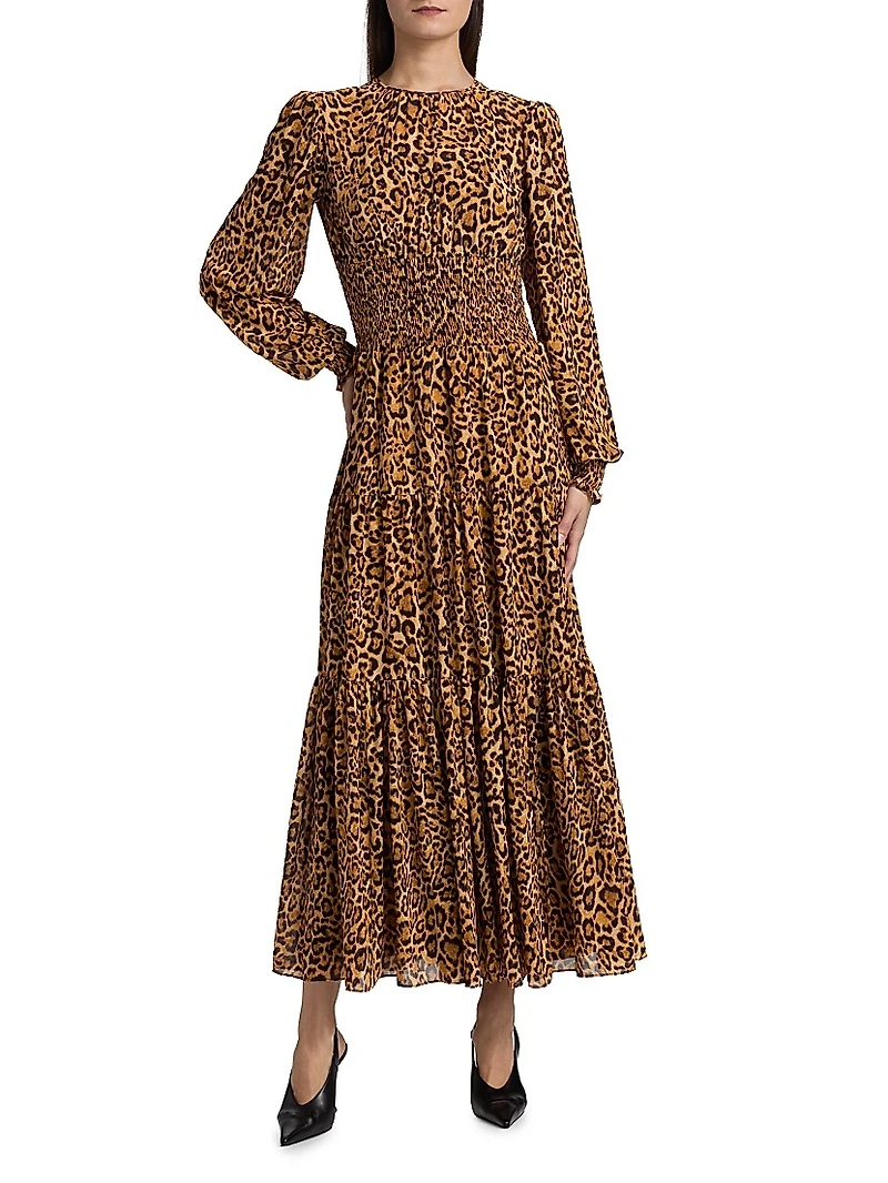 Leopard Print Slit Maxi Dress