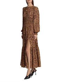 Leopard Print Slit Maxi Dress