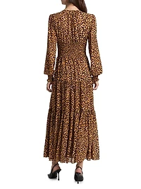 Leopard Print Slit Maxi Dress