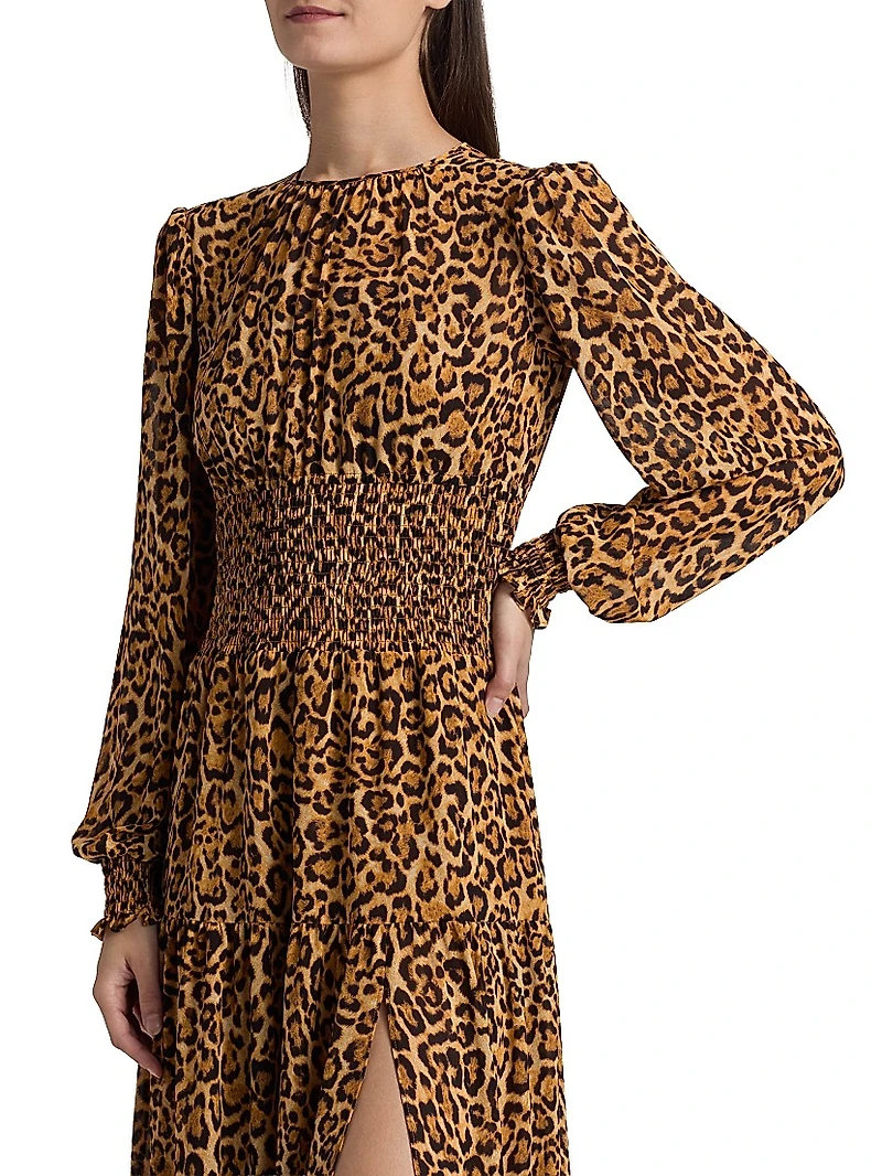 Leopard Print Slit Maxi Dress