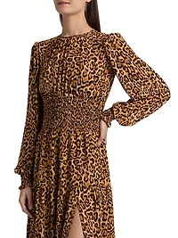 Leopard Print Slit Maxi Dress