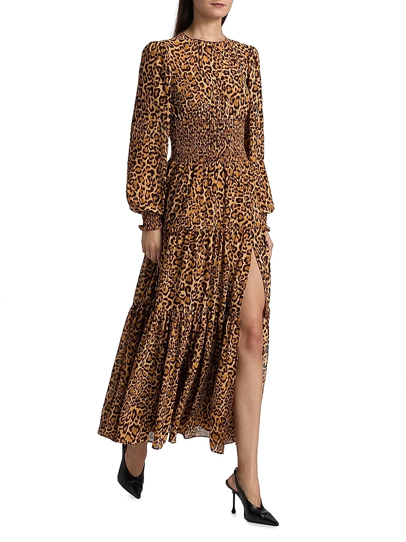 Leopard Print Slit Maxi Dress
