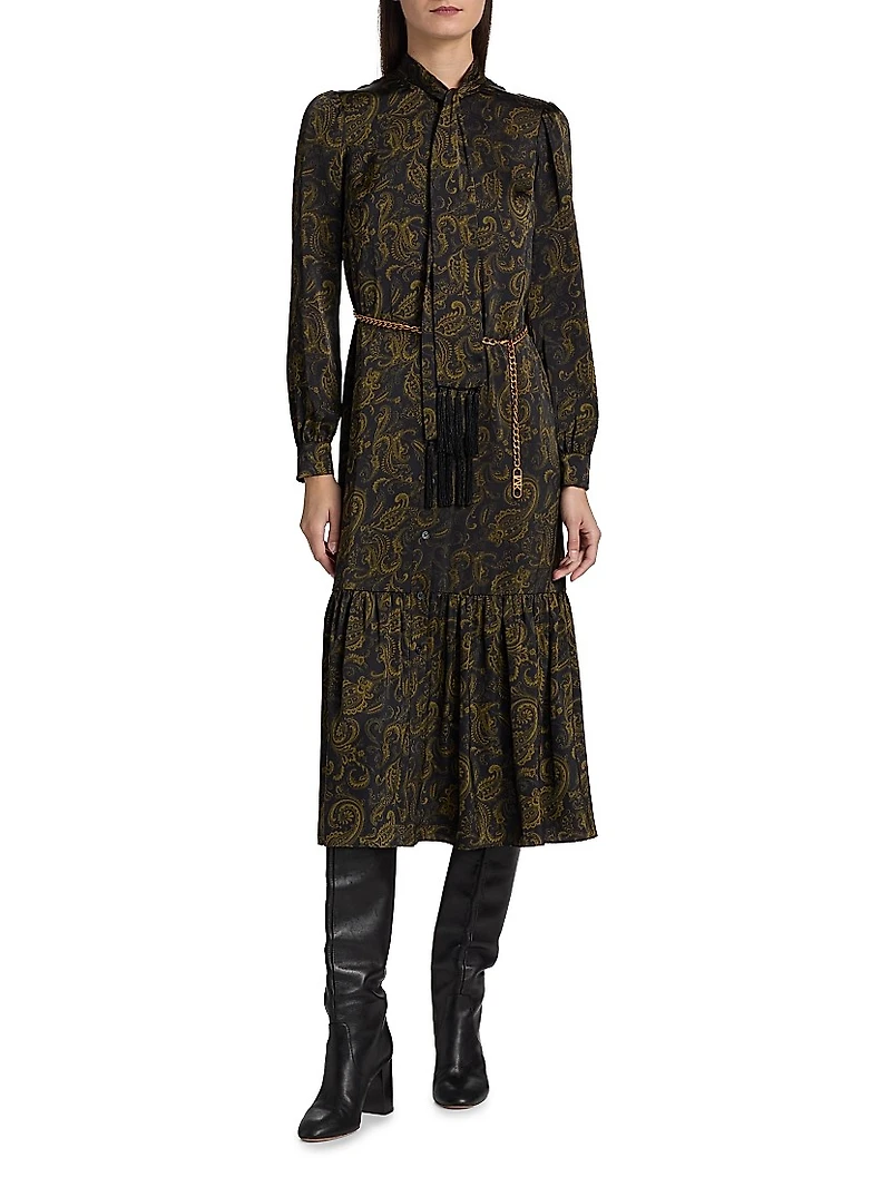 Paisley Tieneck Midi Shirtdress