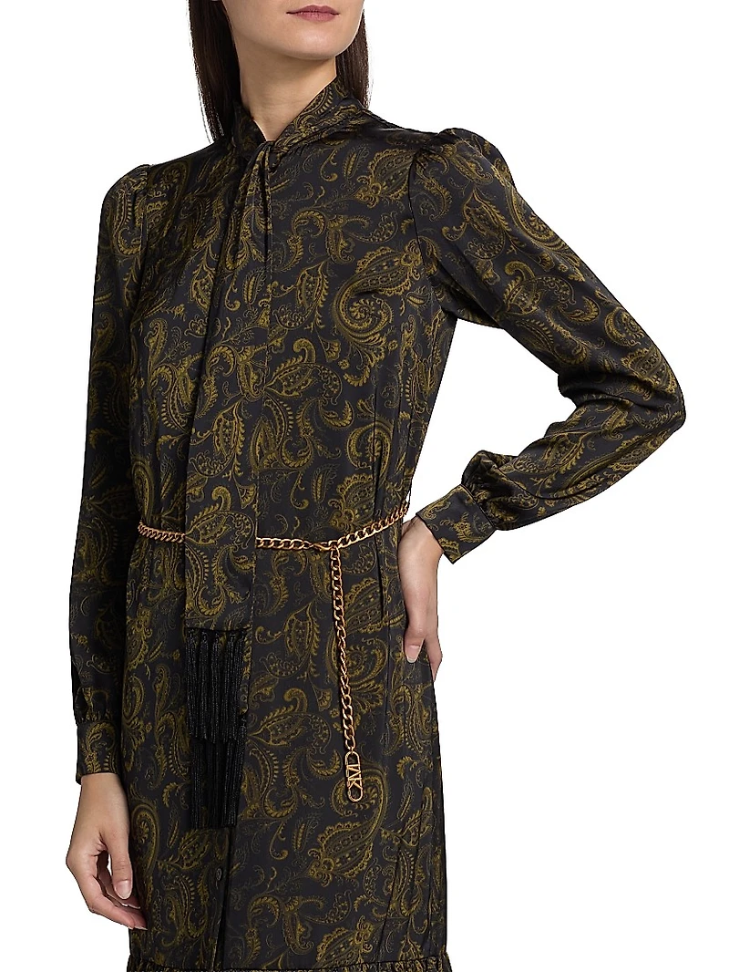 Paisley Tieneck Midi Shirtdress