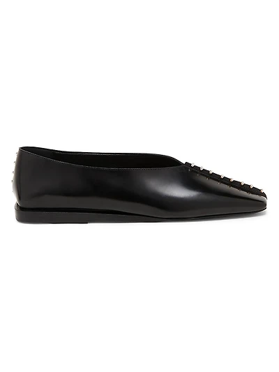 Embellished Leather Ballerina Flats