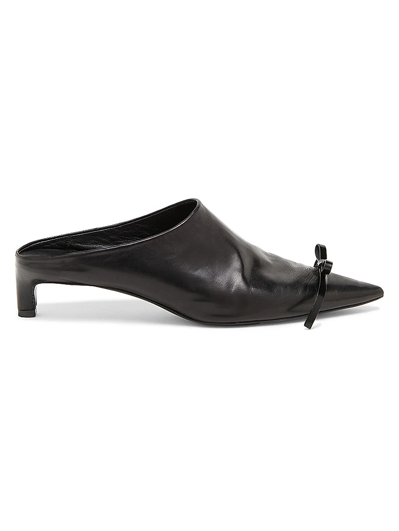 25MM Bow-Detail Leather Mules