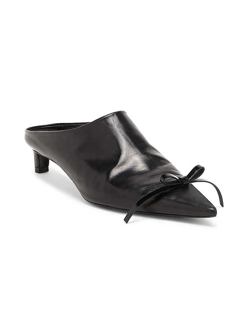 25MM Bow-Detail Leather Mules