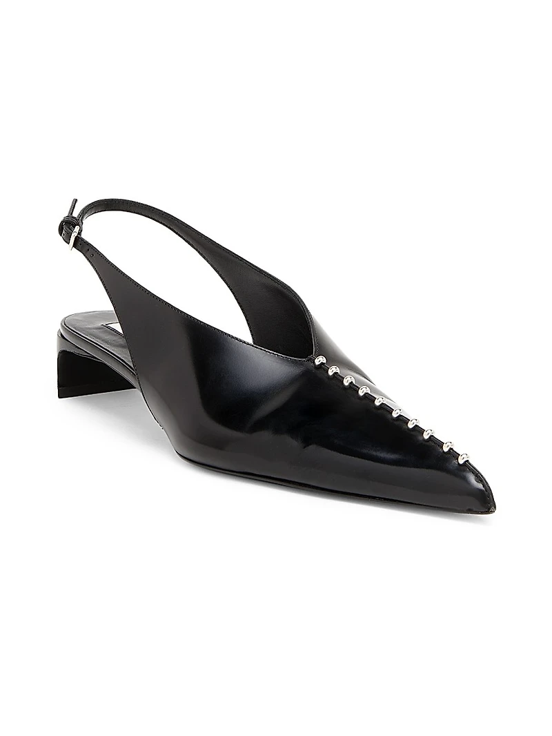 35MM Leather Kitten-Heel Pumps