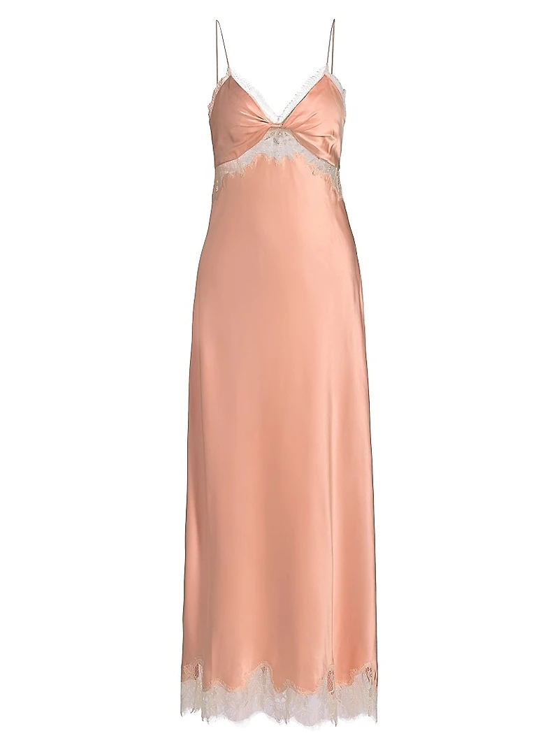 Orianna Lace-Trimmed Silk Blend Maxi Dress