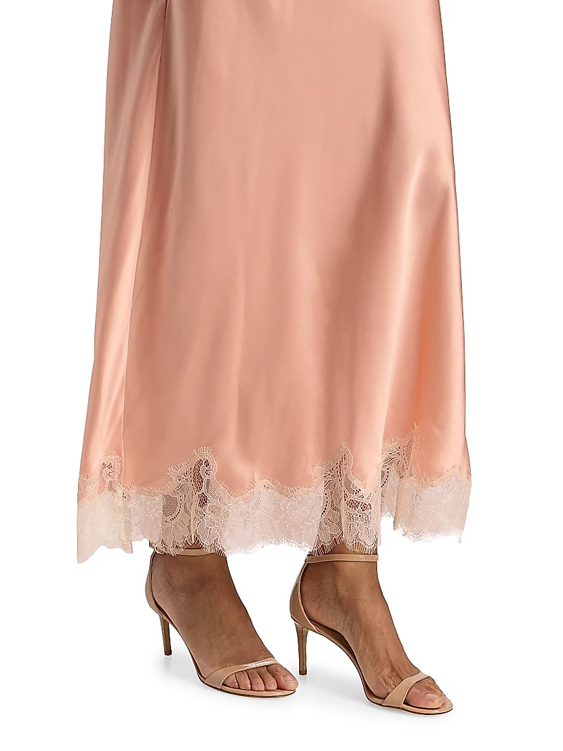 Orianna Lace-Trimmed Silk Blend Maxi Dress