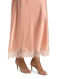 Orianna Lace-Trimmed Silk Blend Maxi Dress