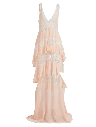 Callista Tiered Silk Lace Maxi Dress