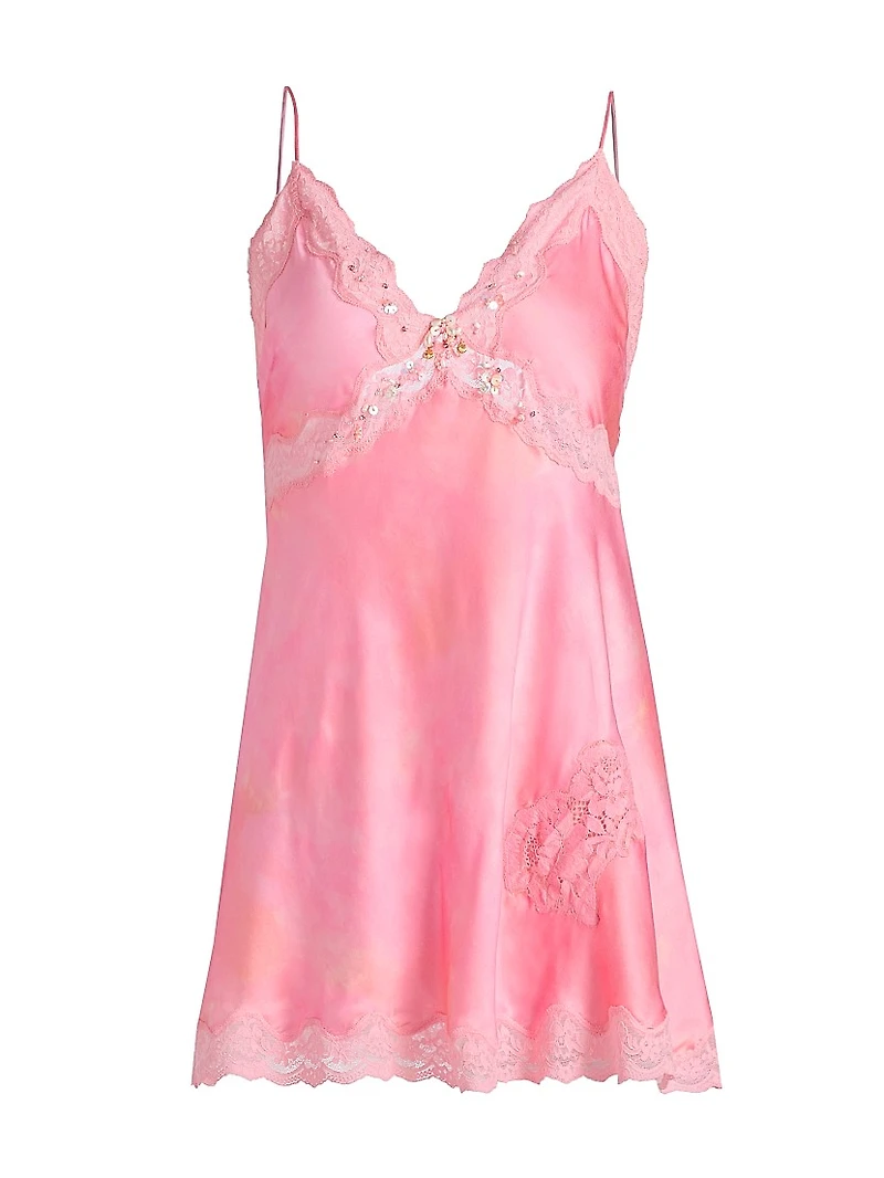 Nivola Lace-Trim Silk-Blend Minidress