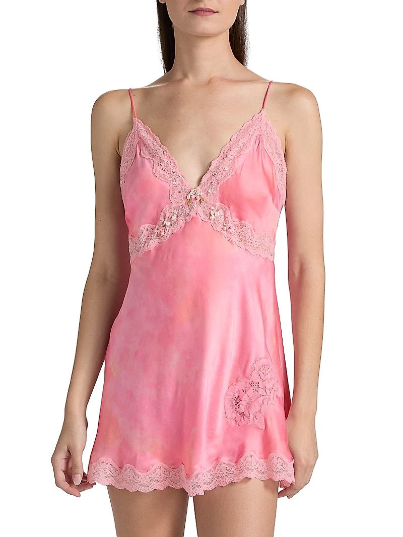 Nivola Lace-Trim Silk-Blend Minidress