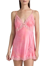 Nivola Lace-Trim Silk-Blend Minidress