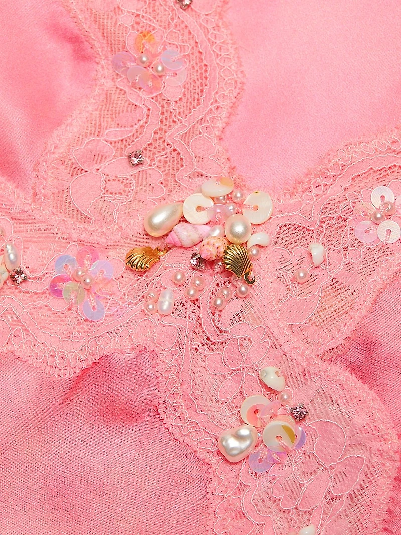 Nivola Lace-Trim Silk-Blend Minidress