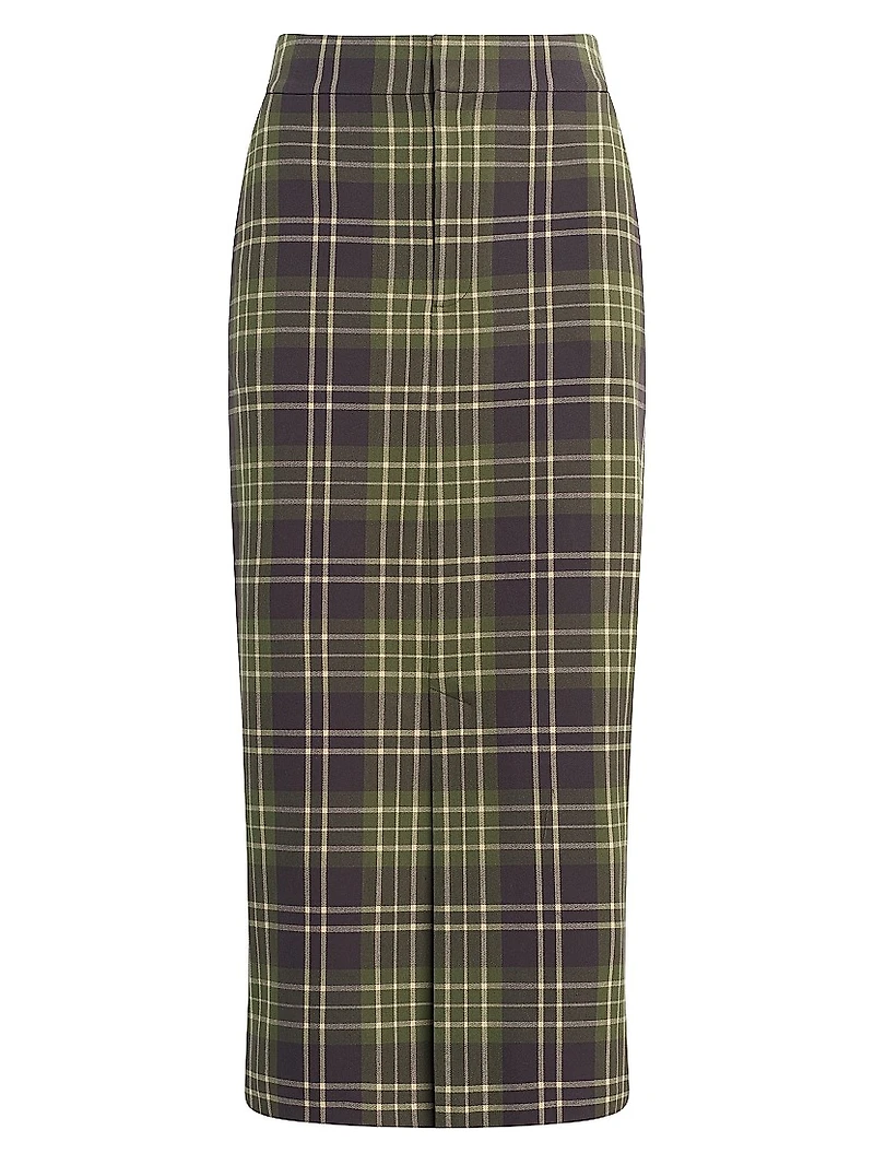 The Meyer Plaid Stretch Midi-Pencil Skirt