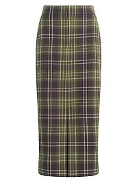 The Meyer Plaid Stretch Midi-Pencil Skirt