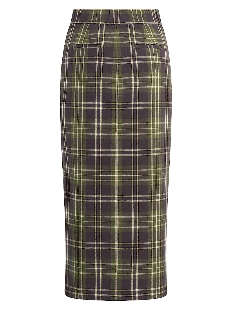 The Meyer Plaid Stretch Midi-Pencil Skirt