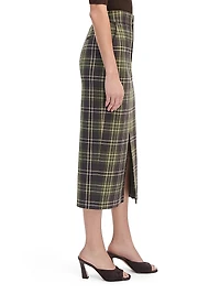 The Meyer Plaid Stretch Midi-Pencil Skirt