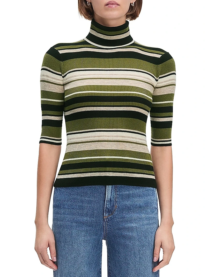 The Amelia Striped Wool Turtleneck Sweater