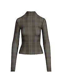 The Sheer Fantasy Plaid Mesh Top