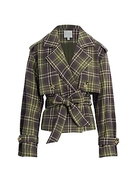 Countryside Plaid Cropped Charles Belted Trench Jacket