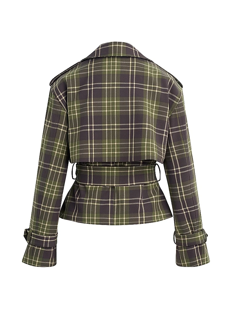 Countryside Plaid Cropped Charles Belted Trench Jacket