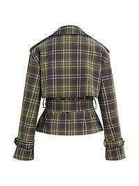 Countryside Plaid Cropped Charles Belted Trench Jacket