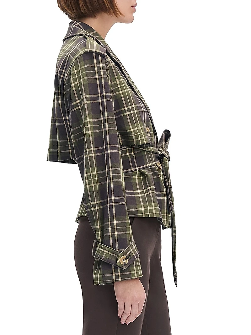 Countryside Plaid Cropped Charles Belted Trench Jacket