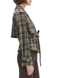 Countryside Plaid Cropped Charles Belted Trench Jacket