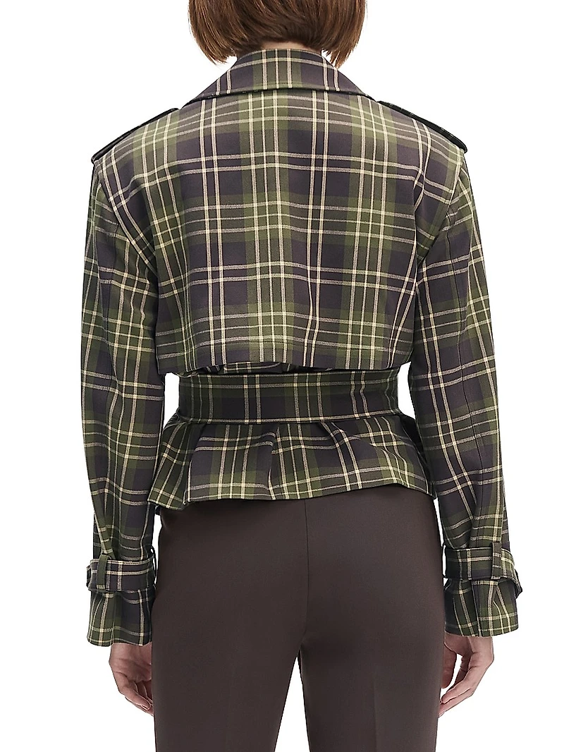 Countryside Plaid Cropped Charles Belted Trench Jacket