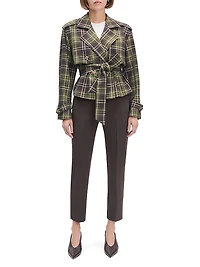 Countryside Plaid Cropped Charles Belted Trench Jacket