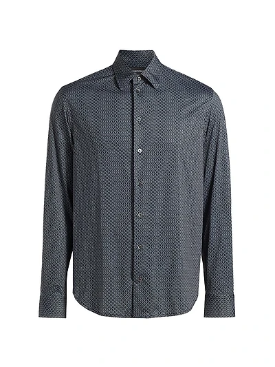 Printed Woven Long-Sleeve Button-Front Shirt