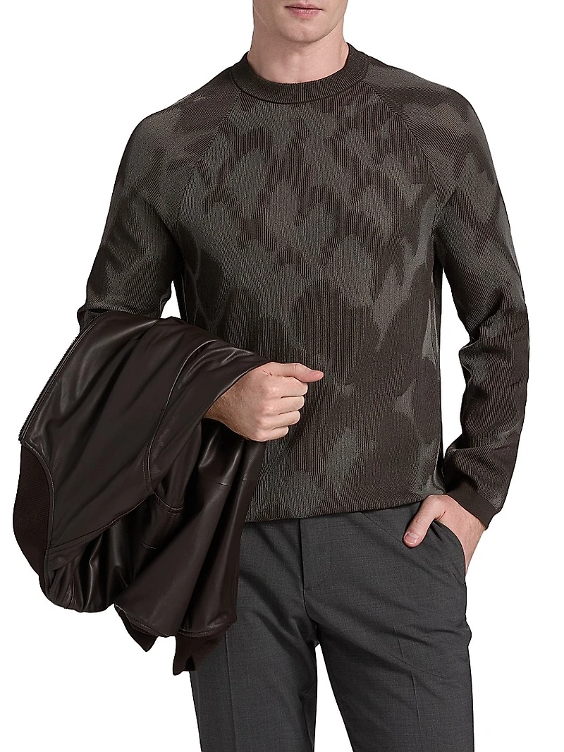 Pattern Abstract-Print Crewneck Sweater