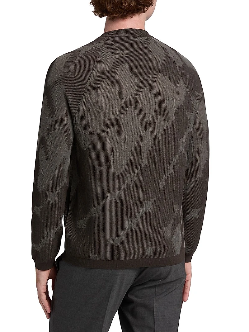 Pattern Abstract-Print Crewneck Sweater